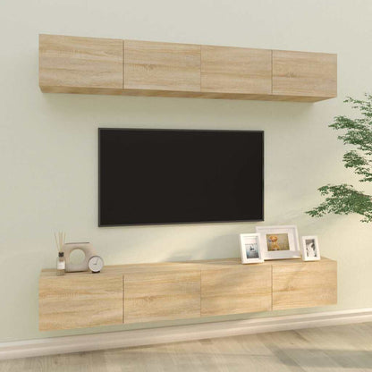 vidaXL 4 Piece Wall-mounted TV Cabinet Set Sonoma Oak 100x30x30 cm