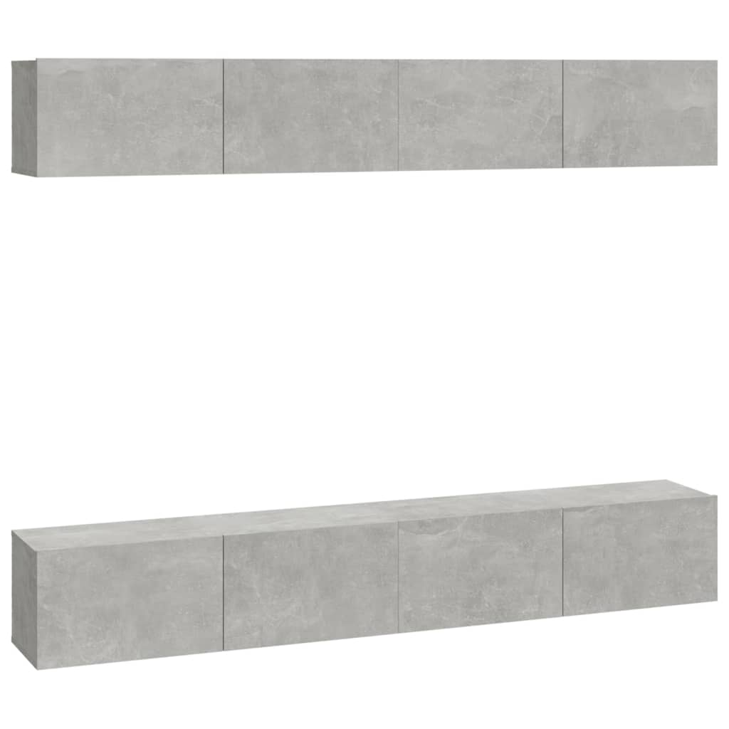 vidaXL Wall TV Cabinets 4 pcs Concrete Grey 100x30x30 cm