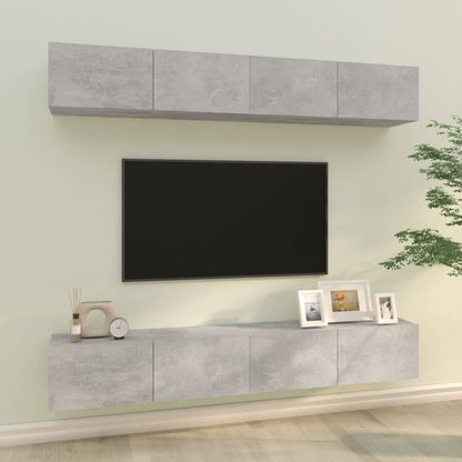 vidaXL Wall TV Cabinets 4 pcs Concrete Grey 100x30x30 cm