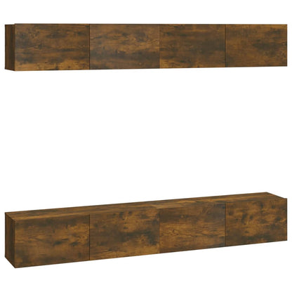vidaXL Wall TV Cabinets 4 pcs Smoked Oak 100x30x30 cm