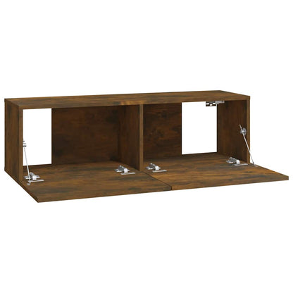 vidaXL 4 Piece Wall-mounted TV Cabinet Set Smoked Oak 100x30x30 cm