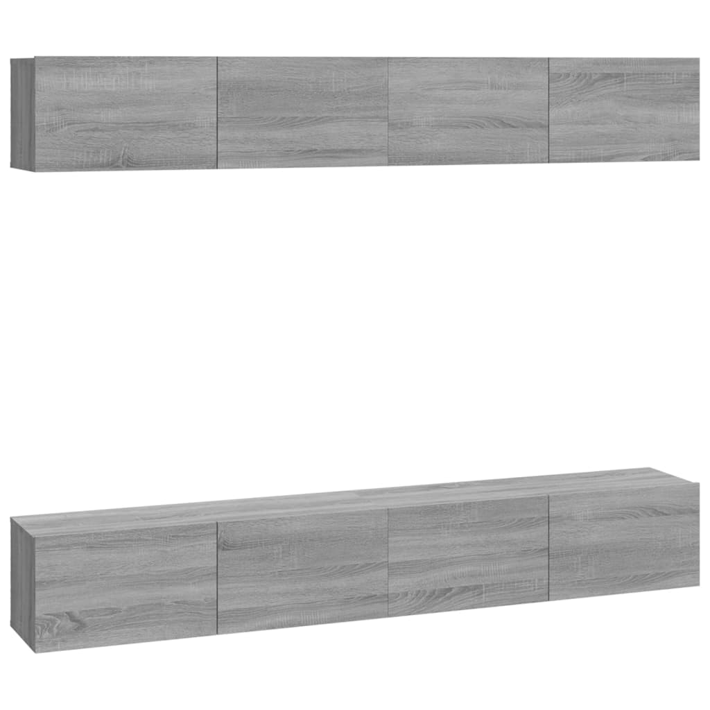 vidaXL Wall TV Cabinets 4 pcs Grey Sonoma 100x30x30 cm