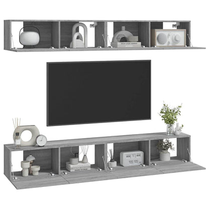 vidaXL 4 Piece Wall-mounted TV Cabinet Set Grey Sonoma 100x30x30 cm