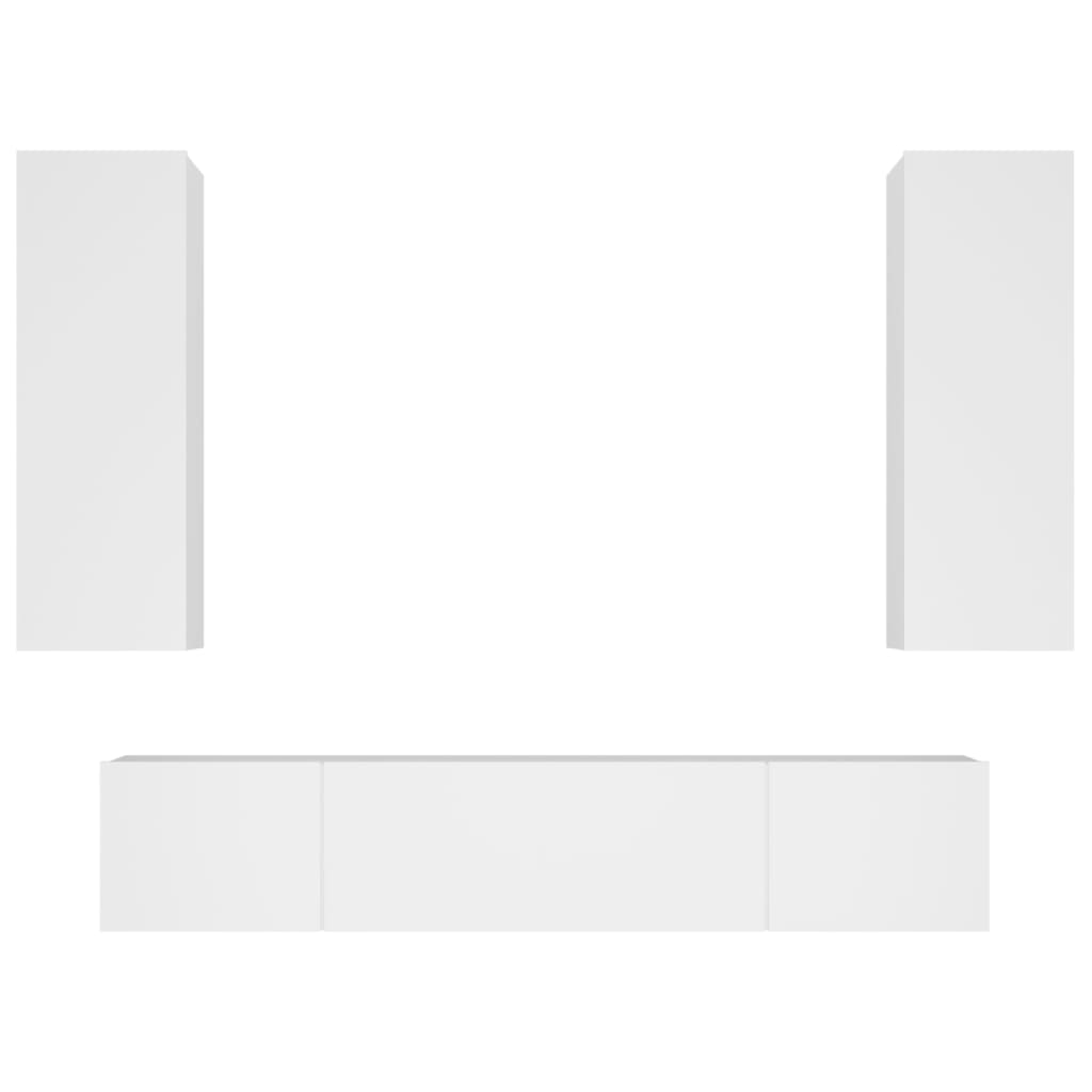 vidaXL 4 Piece TV Cabinet Set White Engineered Wood