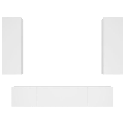 vidaXL 4 Piece TV Cabinet Set White Engineered Wood
