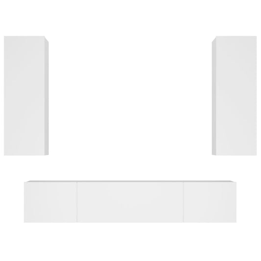 vidaXL 4 Piece TV Cabinet Set White Engineered Wood