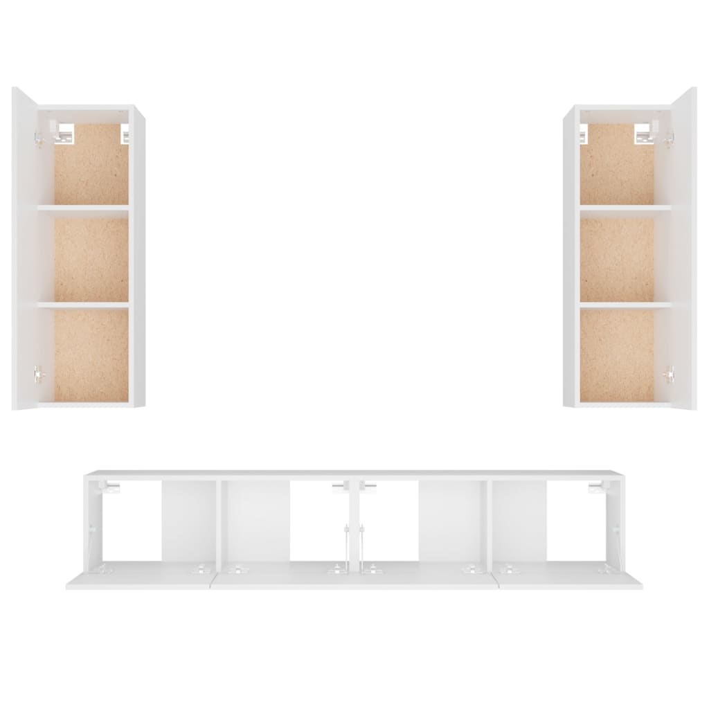 vidaXL 4 Piece TV Cabinet Set White Engineered Wood