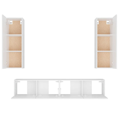 vidaXL 4 Piece TV Cabinet Set White Engineered Wood