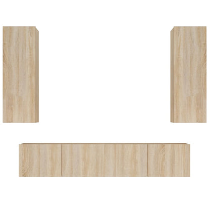 vidaXL 4 Piece TV Cabinet Set Sonoma Oak Engineered Wood