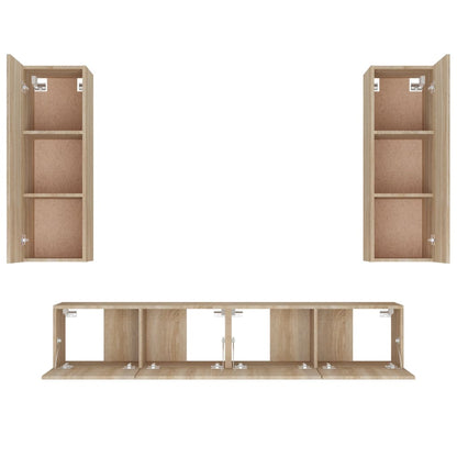 vidaXL 4 Piece TV Cabinet Set Sonoma Oak Engineered Wood