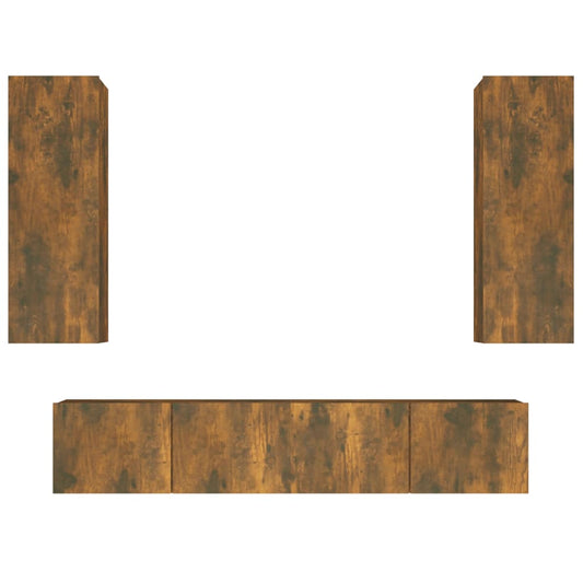 vidaXL 4 Piece TV Cabinet Set Smoked Oak Engineered Wood