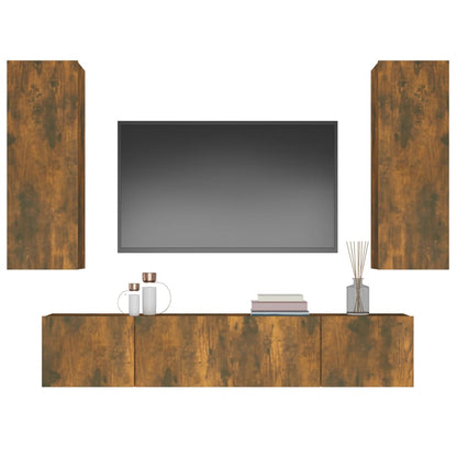 vidaXL 4 Piece TV Cabinet Set Smoked Oak Engineered Wood
