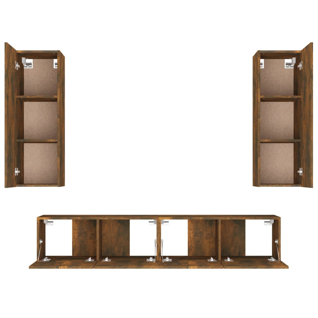vidaXL 4 Piece TV Cabinet Set Smoked Oak Engineered Wood