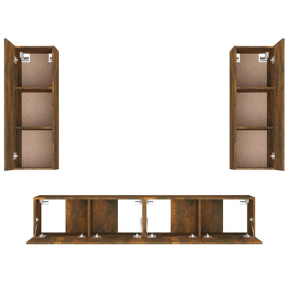 vidaXL 4 Piece TV Cabinet Set Smoked Oak Engineered Wood