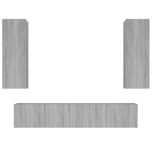 vidaXL 4 Piece TV Cabinet Set Grey Sonoma Engineered Wood
