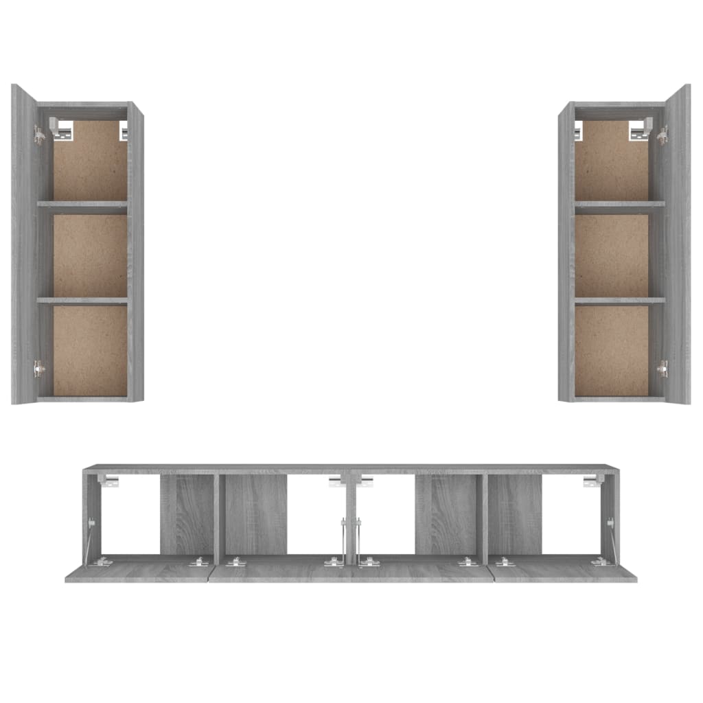 vidaXL 4 Piece TV Cabinet Set Grey Sonoma Engineered Wood