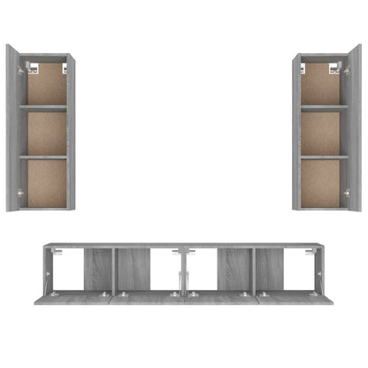 vidaXL 4 Piece TV Cabinet Set Grey Sonoma Engineered Wood