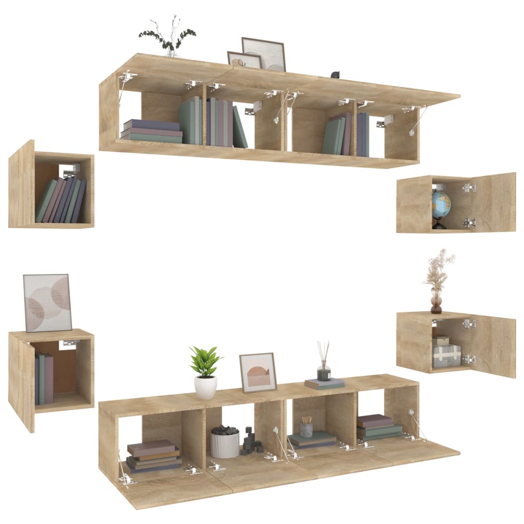 vidaXL 8 Piece TV Cabinet Set Sonoma Oak Engineered Wood