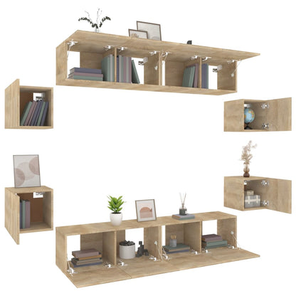 vidaXL 8 Piece TV Cabinet Set Sonoma Oak Engineered Wood