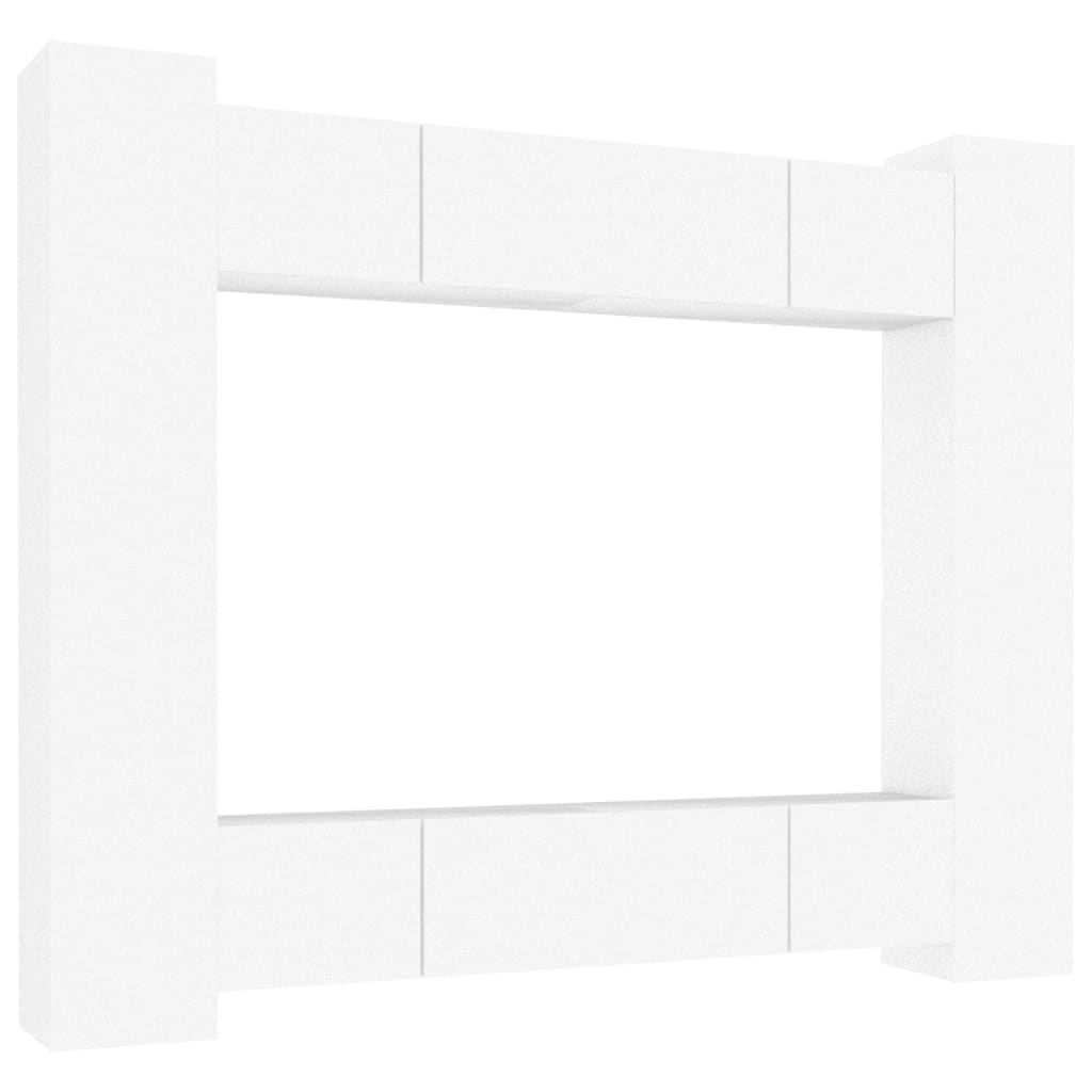 vidaXL 8 Piece TV Cabinet Set White Engineered Wood
