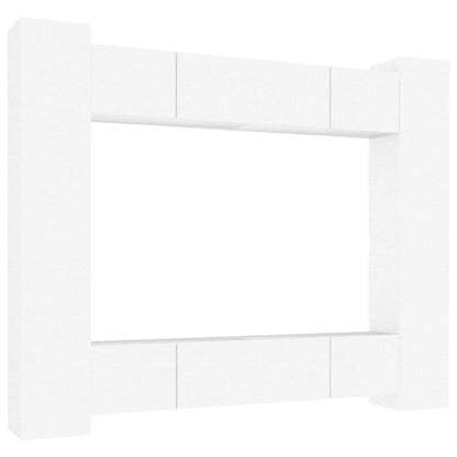 vidaXL 8 Piece TV Cabinet Set White Engineered Wood