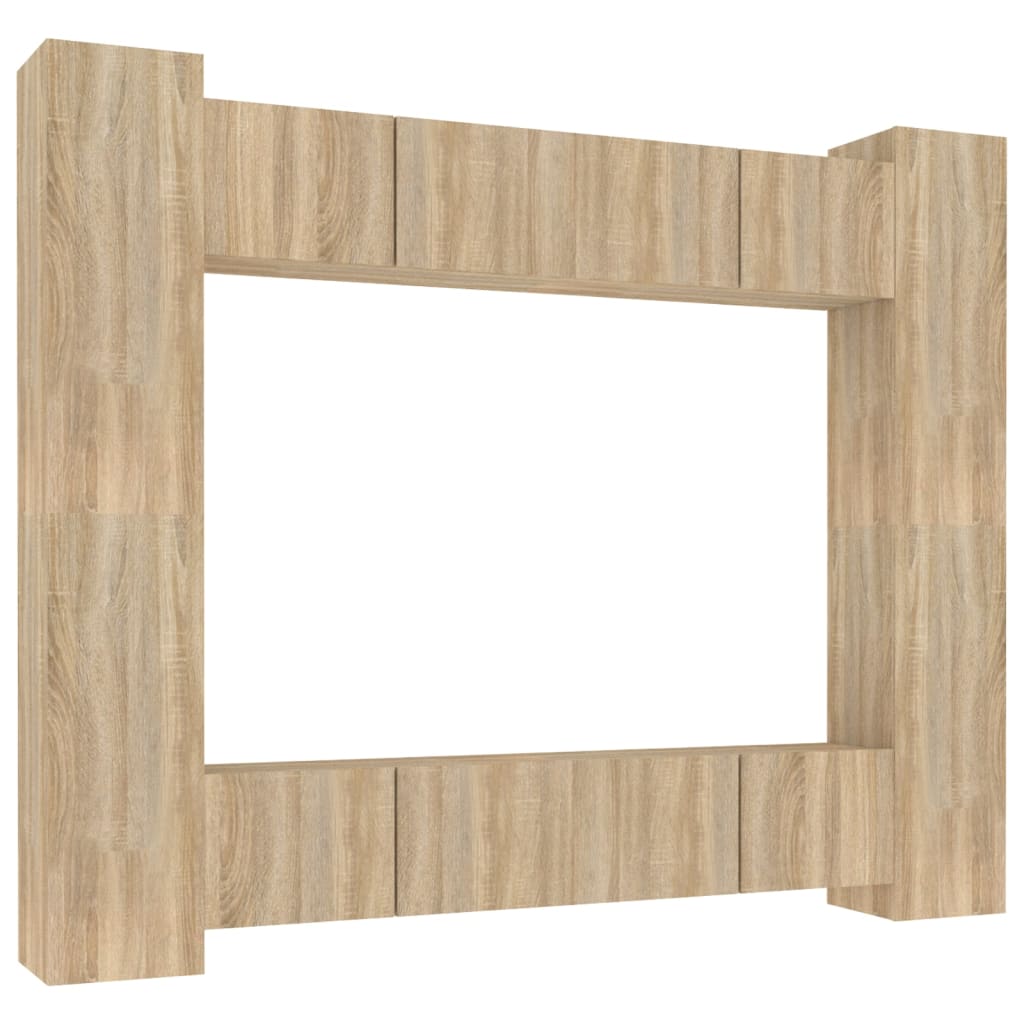 vidaXL 8 Piece TV Cabinet Set Sonoma Oak Engineered Wood