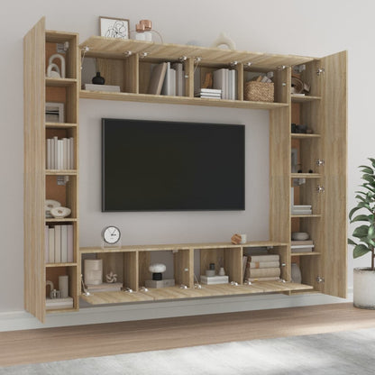 vidaXL 8 Piece TV Cabinet Set Sonoma Oak Engineered Wood