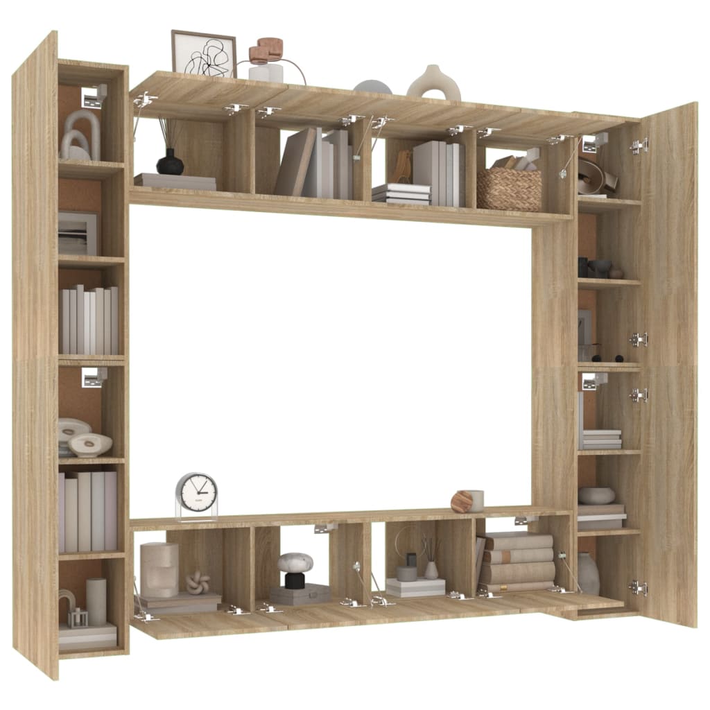 vidaXL 8 Piece TV Cabinet Set Sonoma Oak Engineered Wood
