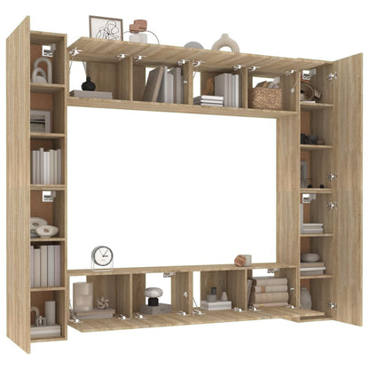 vidaXL 8 Piece TV Cabinet Set Sonoma Oak Engineered Wood