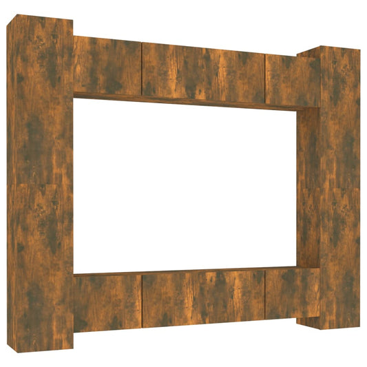 vidaXL 8 Piece TV Cabinet Set Smoked Oak Engineered Wood