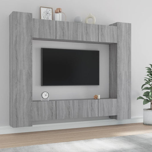 vidaXL 8 Piece TV Cabinet Set Grey Sonoma Engineered Wood