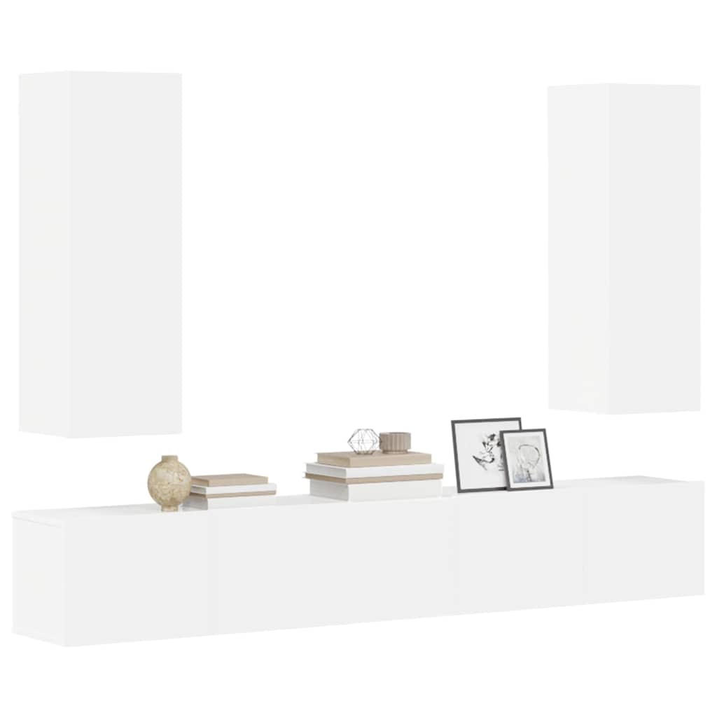 vidaXL 5 Piece TV Cabinet Set White Engineered Wood