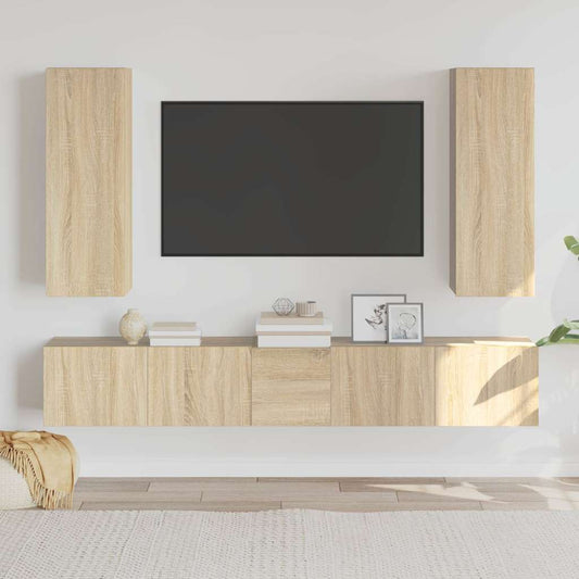 vidaXL 5 Piece TV Cabinet Set Sonoma Oak Engineered Wood