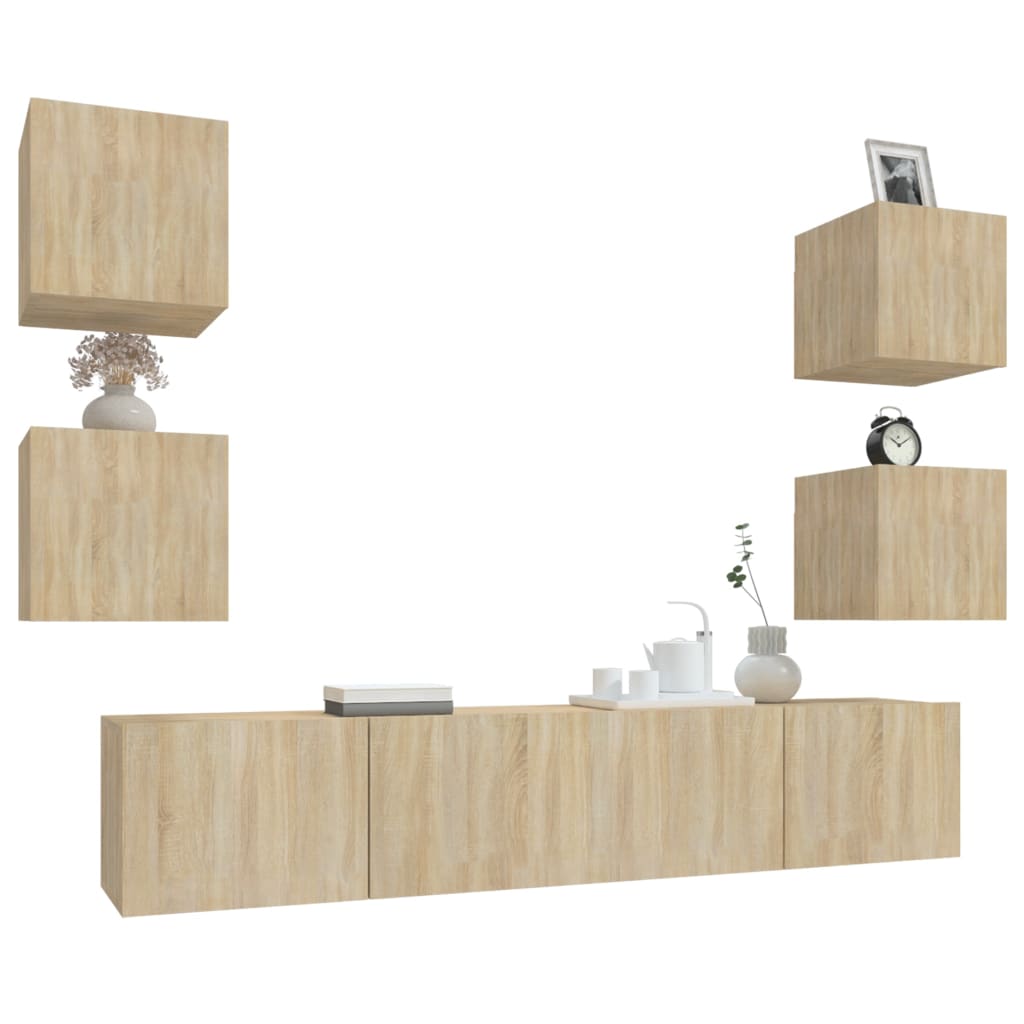 vidaXL 6 Piece TV Cabinet Set Sonoma Oak Engineered Wood