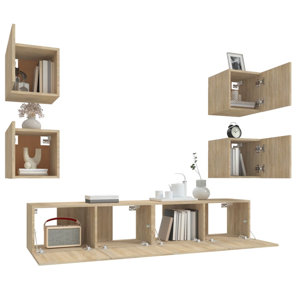 vidaXL 6 Piece TV Cabinet Set Sonoma Oak Engineered Wood