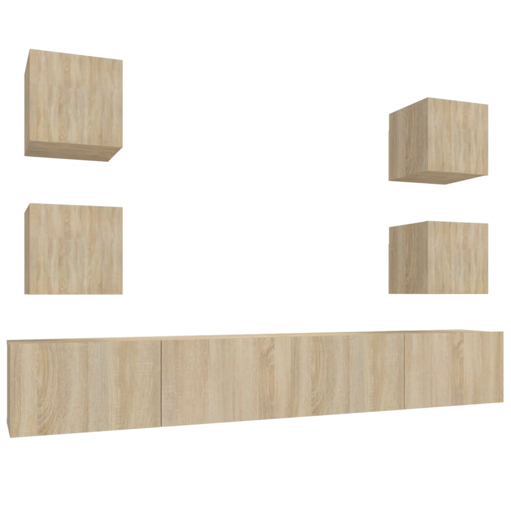 vidaXL 6 Piece TV Cabinet Set Sonoma Oak Engineered Wood