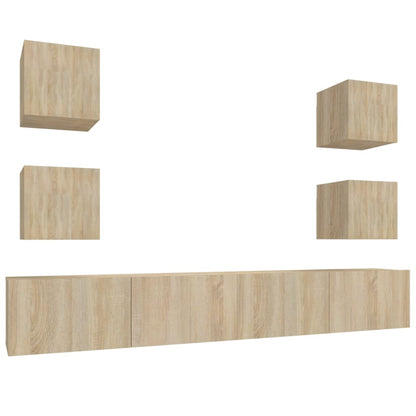 vidaXL 6 Piece TV Cabinet Set Sonoma Oak Engineered Wood