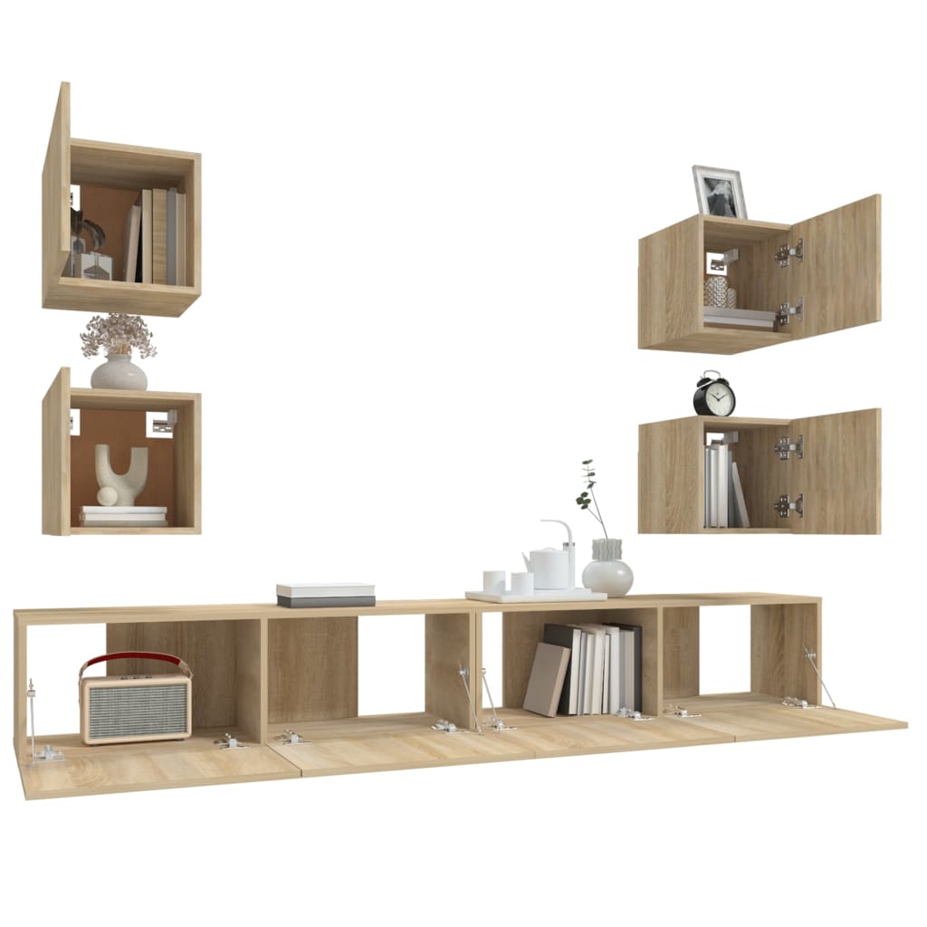 vidaXL 6 Piece TV Cabinet Set Sonoma Oak Engineered Wood