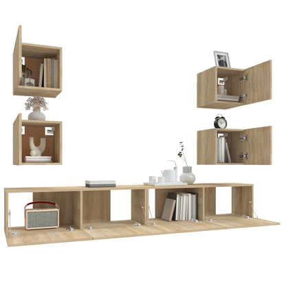 vidaXL 6 Piece TV Cabinet Set Sonoma Oak Engineered Wood