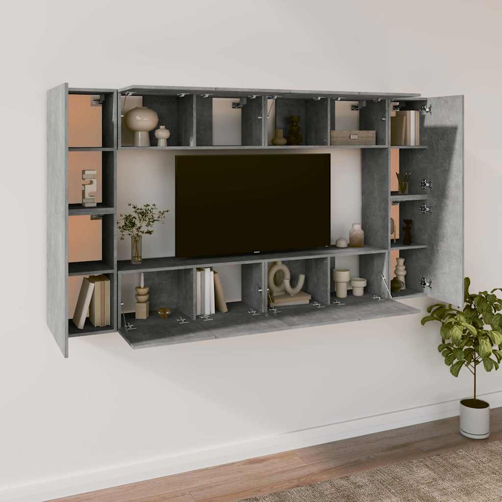 vidaXL 8 Piece TV Cabinet Set Concrete Grey Engineered Wood