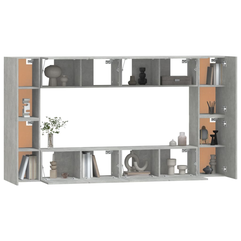 vidaXL 8 Piece TV Cabinet Set Concrete Grey Engineered Wood