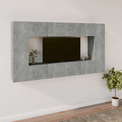 vidaXL 8 Piece TV Cabinet Set Concrete Grey Engineered Wood