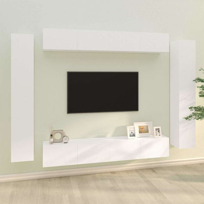 vidaXL 8 Piece TV Cabinet Set White Engineered Wood