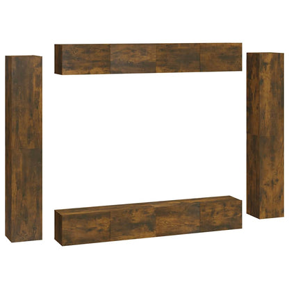 vidaXL 8 Piece TV Cabinet Set Smoked Oak Engineered Wood