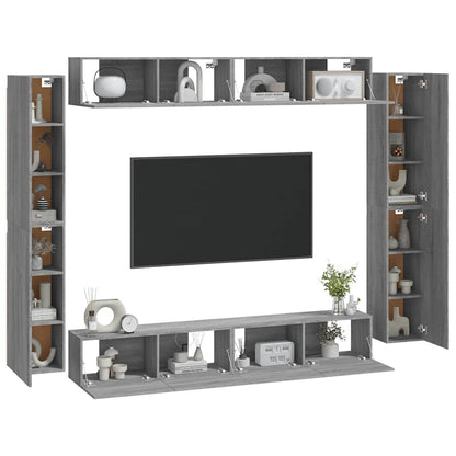 vidaXL 8 Piece TV Cabinet Set Grey Sonoma Engineered Wood