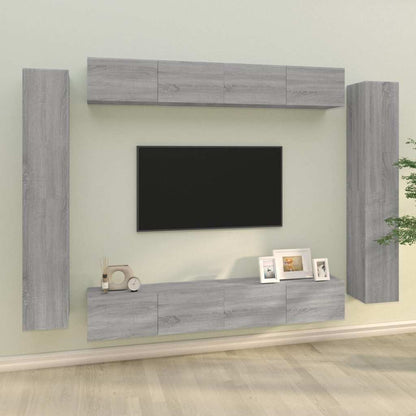 vidaXL 8 Piece TV Cabinet Set Grey Sonoma Engineered Wood