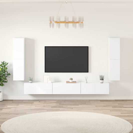 vidaXL 7 Piece TV Cabinet Set White Engineered Wood