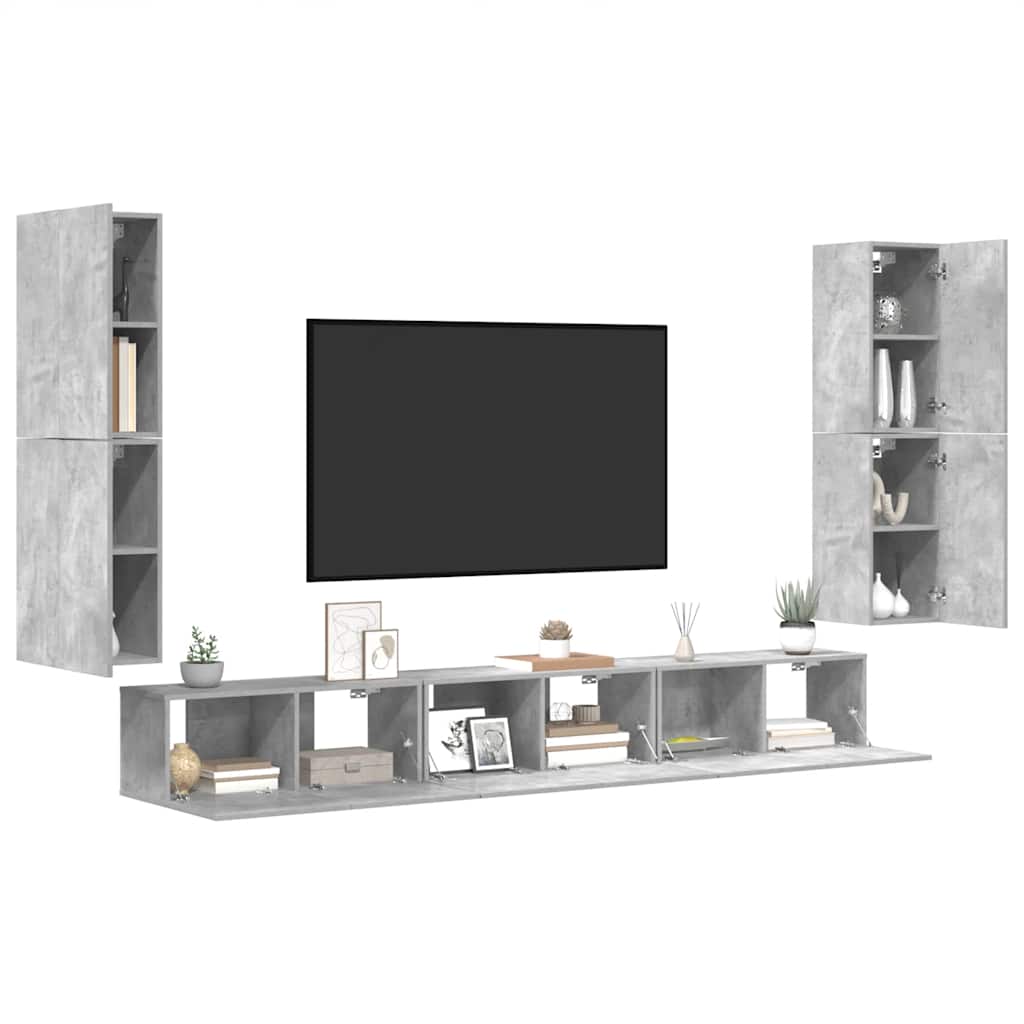 vidaXL 7 Piece TV Cabinet Set Concrete Grey Engineered Wood