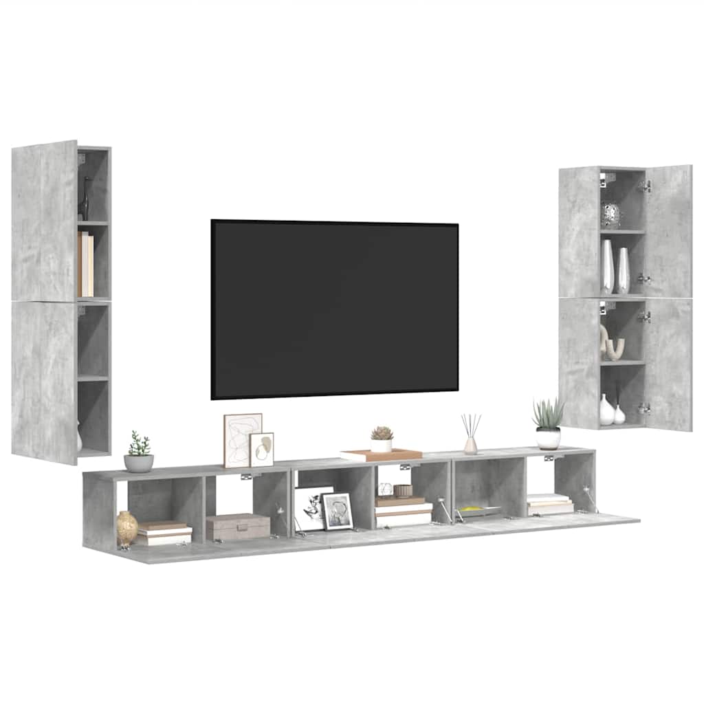 vidaXL 7 Piece TV Cabinet Set Concrete Grey Engineered Wood