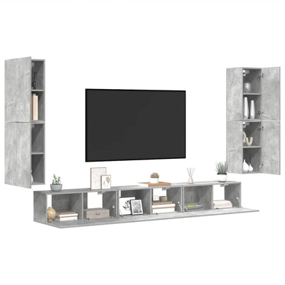vidaXL 7 Piece TV Cabinet Set Concrete Grey Engineered Wood